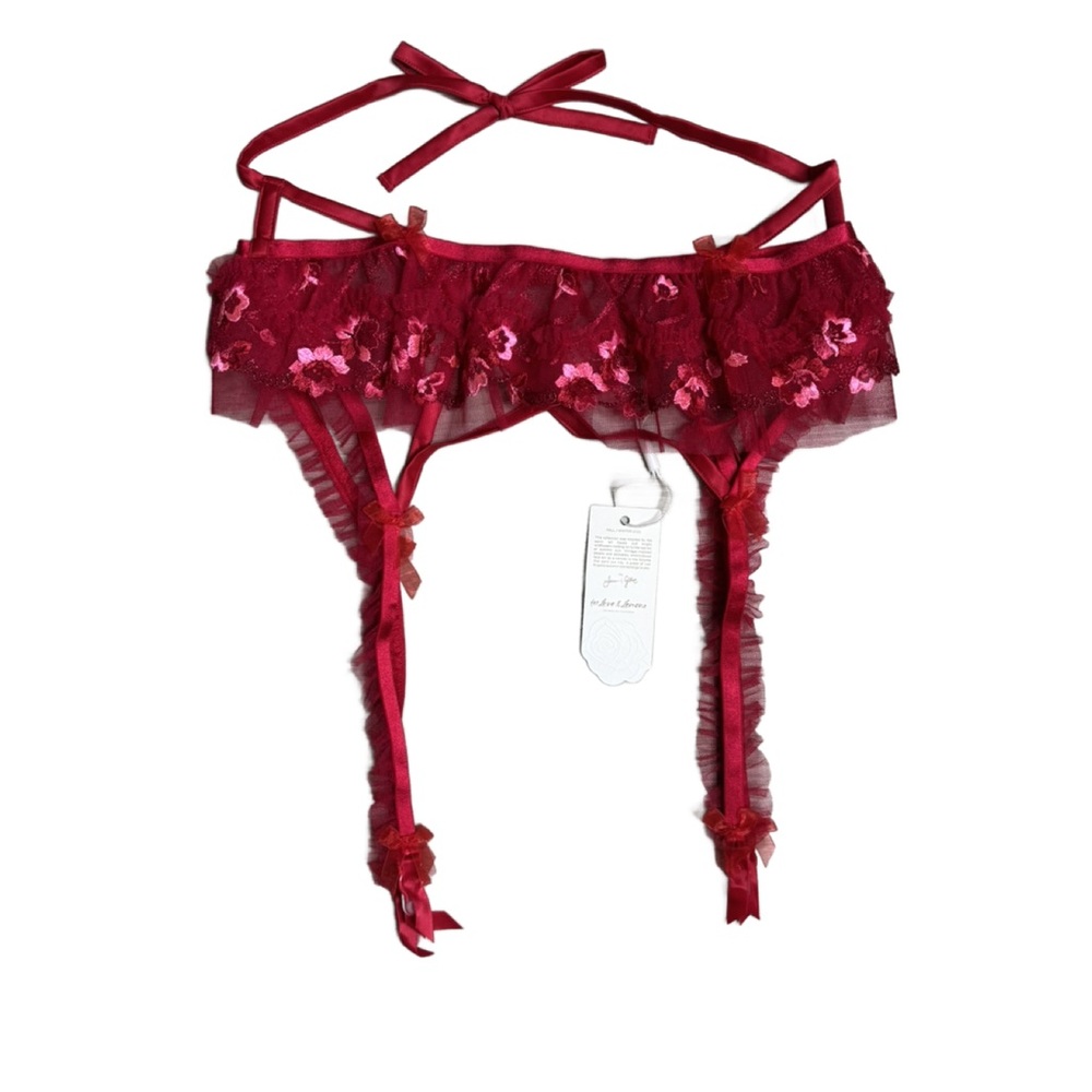 For Love & Lemons Red Gauze Garter Belt‎ S $69